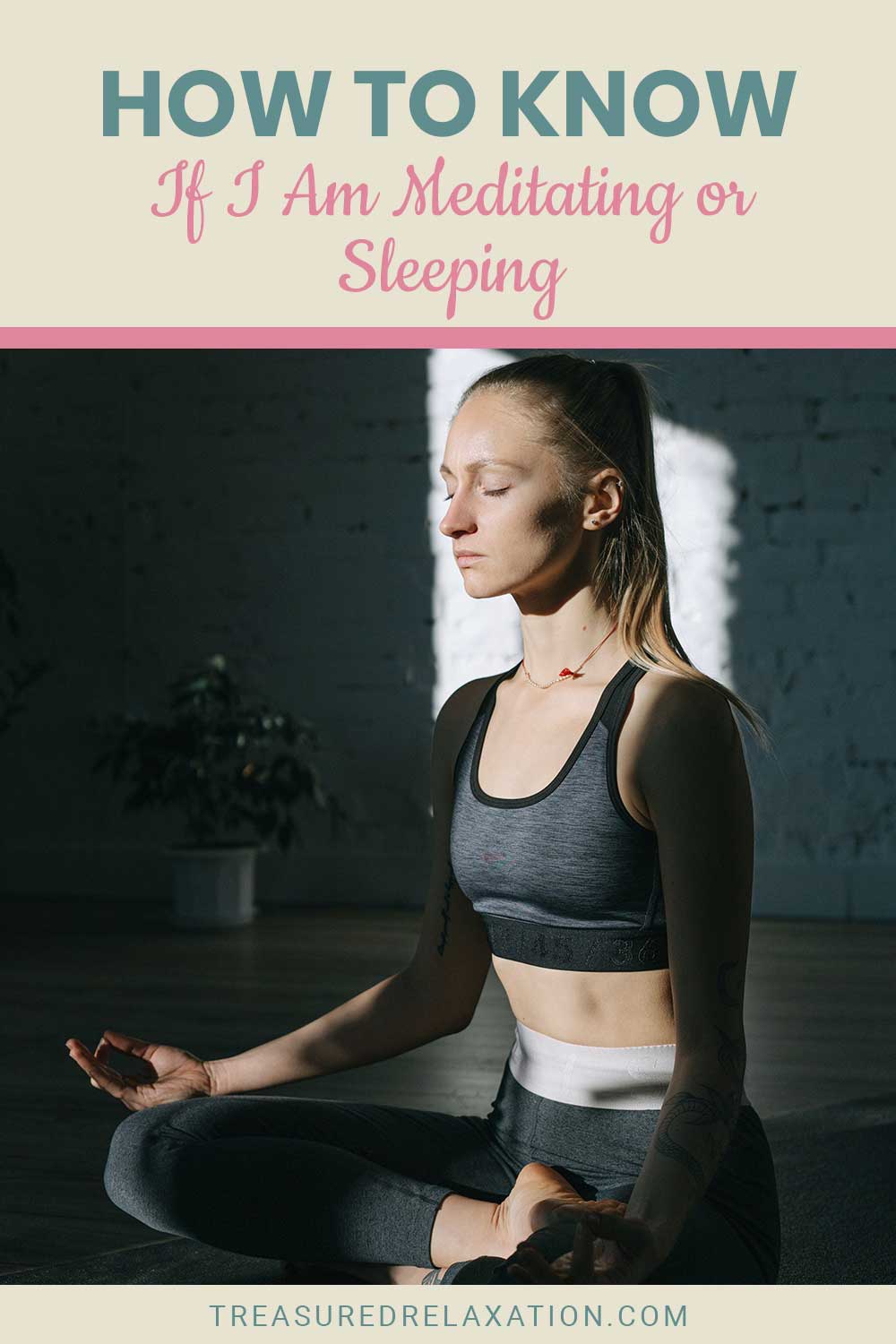 Woman meditating in a dark room when light from outside falls on her - How to Know If I Am Meditating or Sleeping