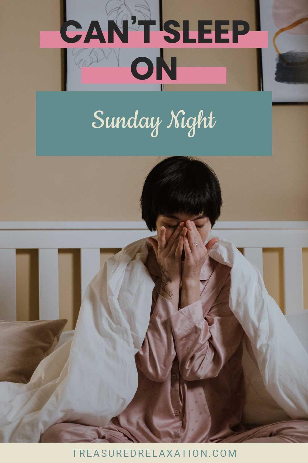 Shorthaired woman sitting on a bed - Can't Sleep On Sunday Night