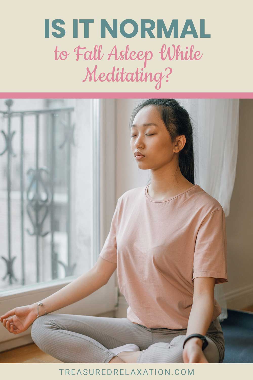 Girl in ping t-shirt meditating - Is It Normal to Fall Asleep While doing it?